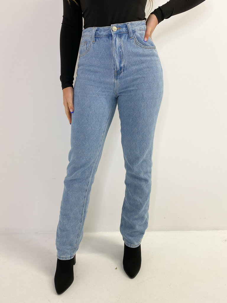 Deems  "Kelly" Highwaist Jeans Embroidered - Blue