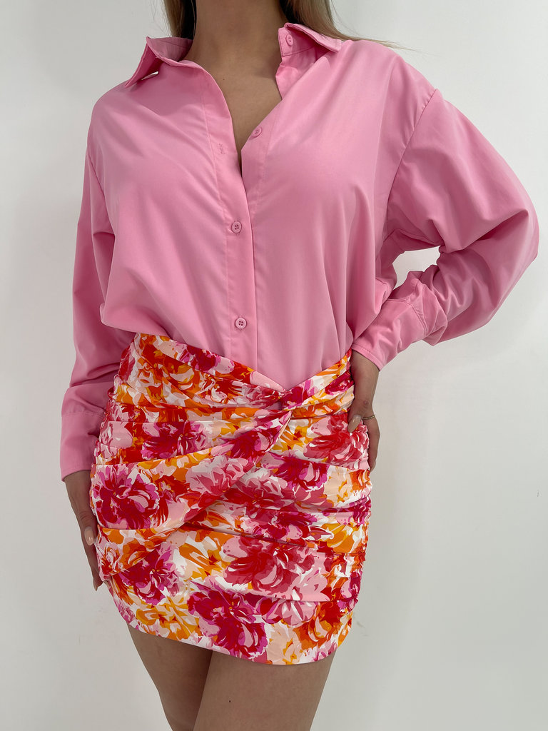 Deems "Trixy" Floral Skirt - Orange/Pink