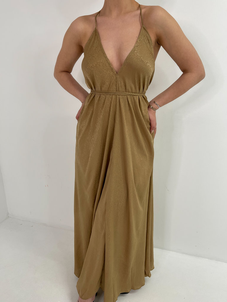 Deems "Alaia" Maxi Dress Leopard Print - Bronze