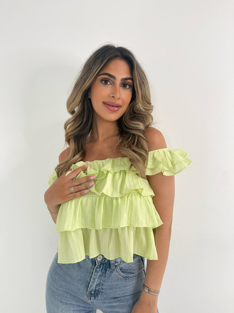 Deems "Xenia" Ruched Top - Lime Green