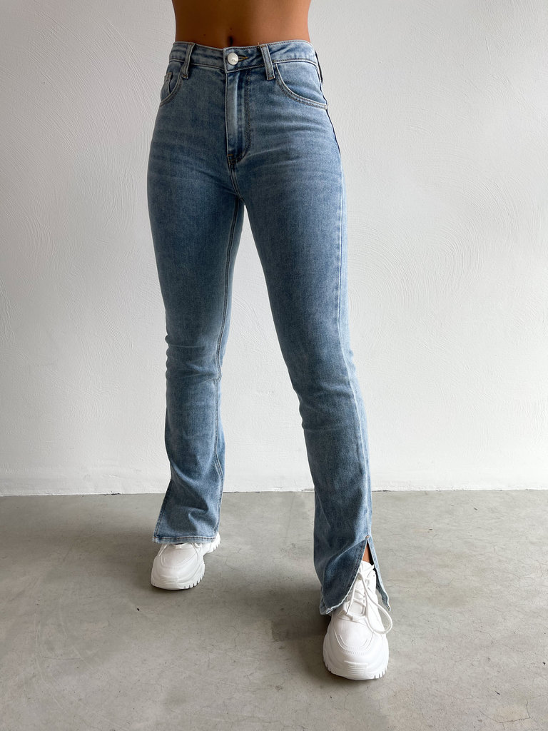 Deems  "Sofia" Highwaist Jeans Side Split - Basic Blue