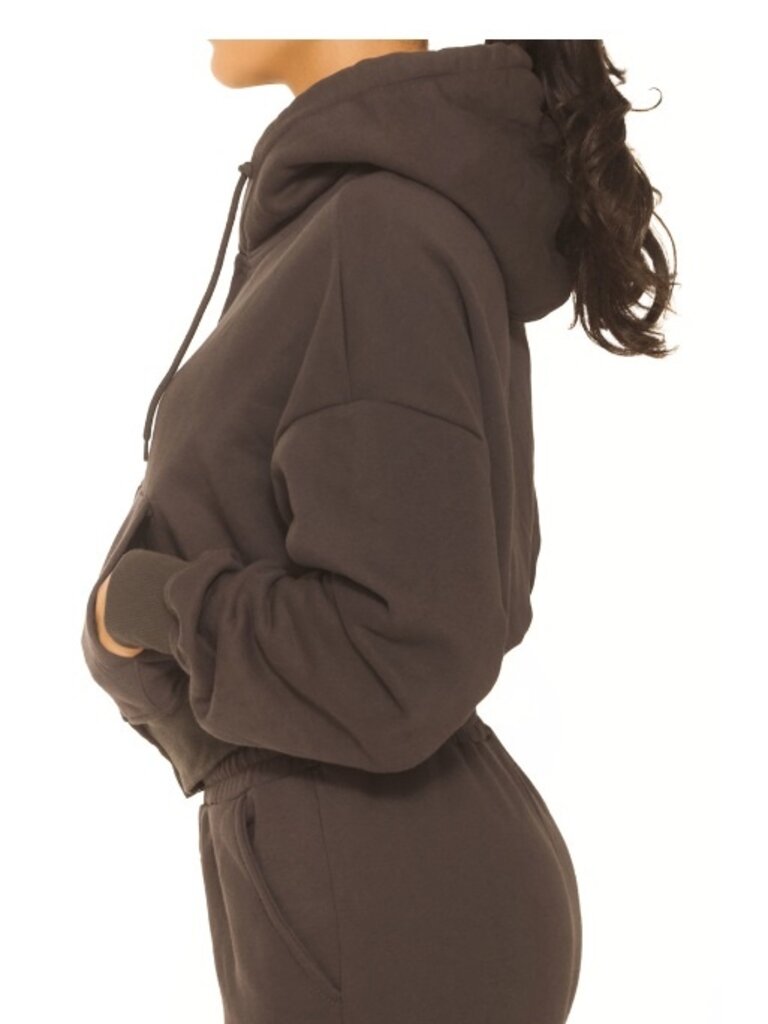 Deems ESSENTIAL CROPPED HOODIE DARK GREY