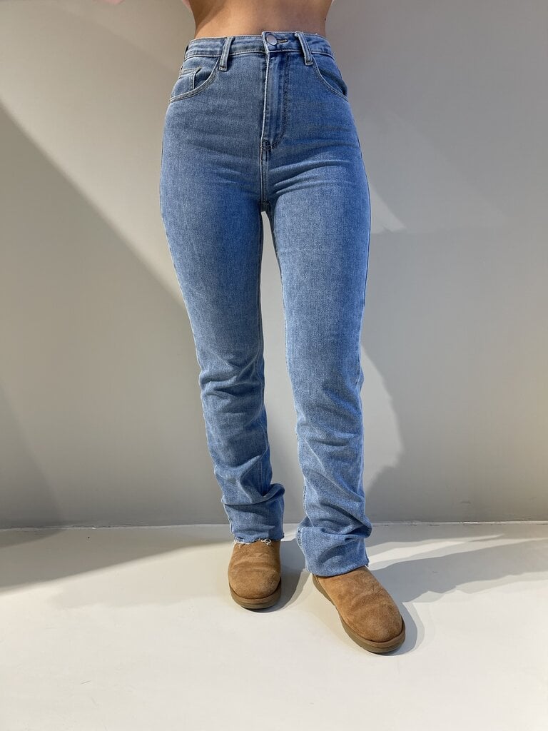 Deems "Tirsa" Highwaist Jeans Straight Leg Extra Long  - Mid. Blue
