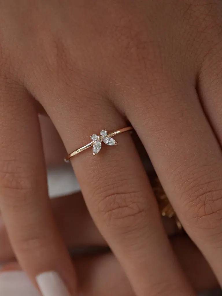 Deems Leah - White Crystal Butterfly Ring
