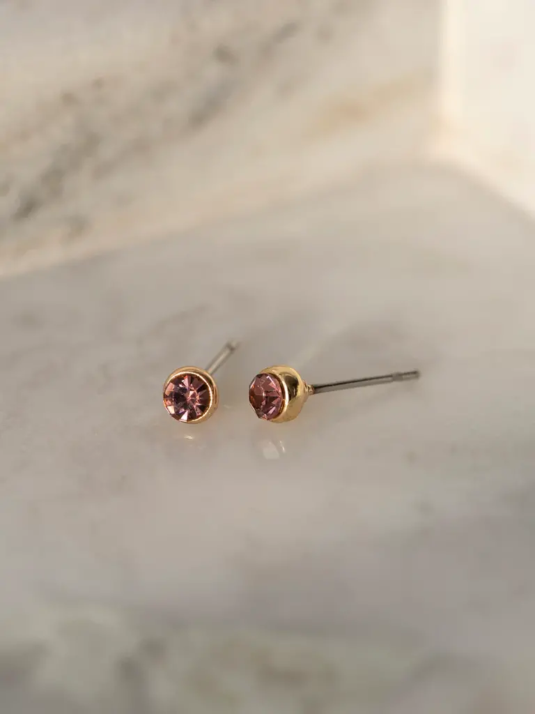 Deems Amelia - Crystal Mini Stud Earrings - Purple