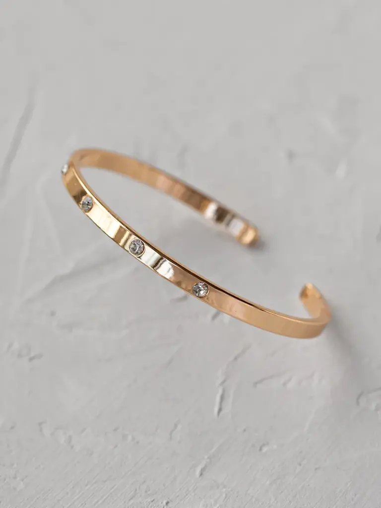 Deems Leah - White Crystal Bangle - Gold