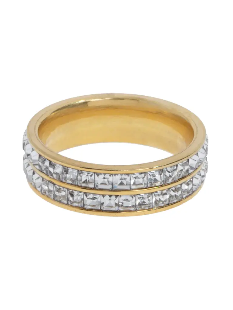 Deems Angelica - Double Lined Crystal Pavé Ring Stainles Go