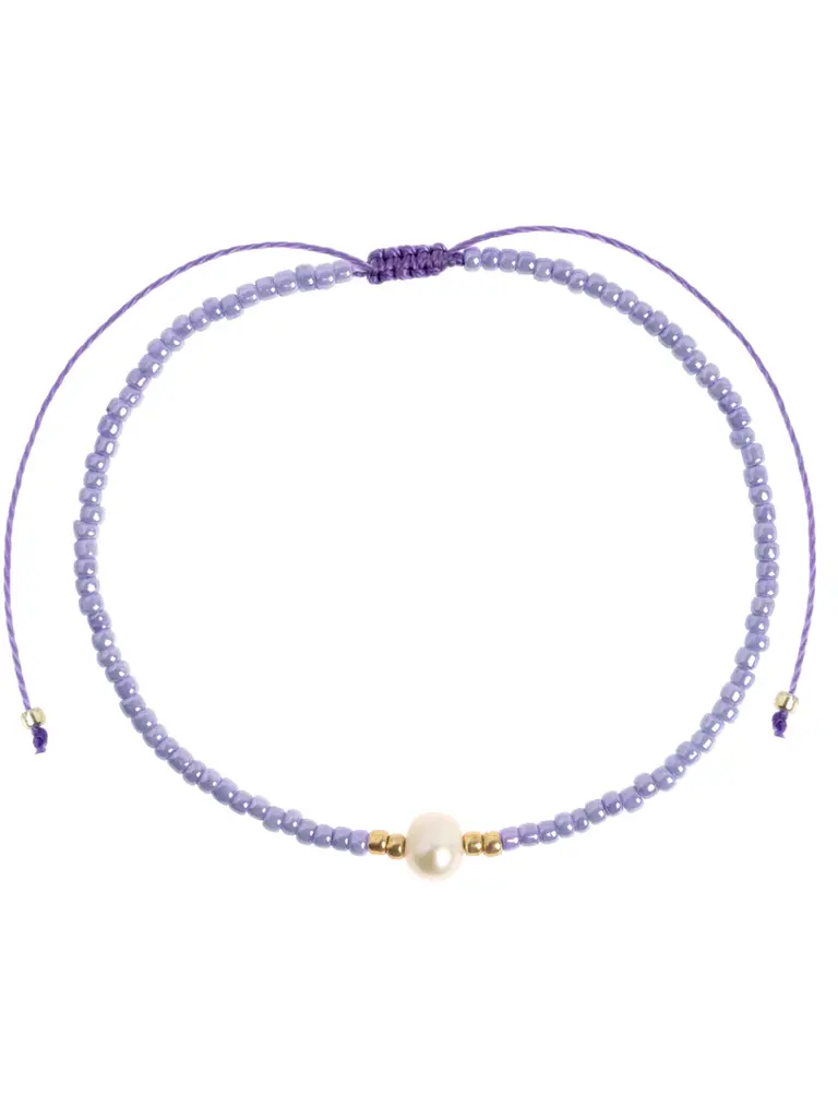 Deems Alba - Bead with Pearl Macrame Bracelet - Light Viole