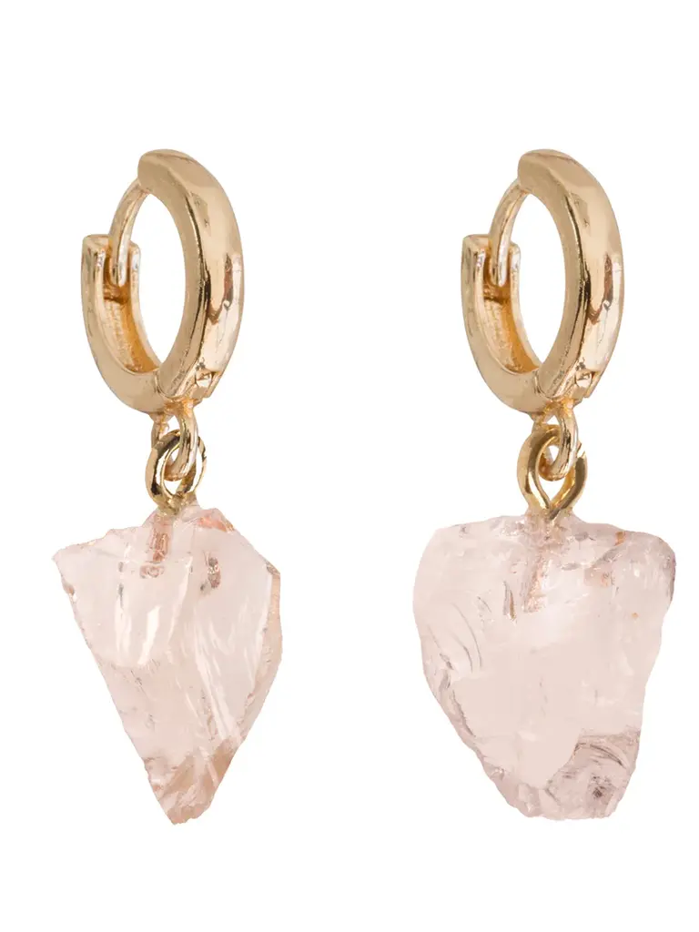 Deems Semi Precious Hoop Stainless Steel Earrings - Rose Qu