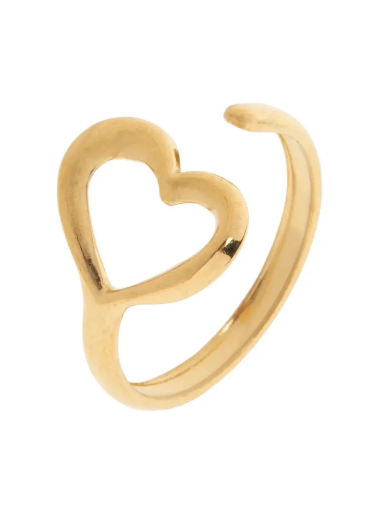 Deems Sarah - Large Heart Ring Stainless Steel - Gold