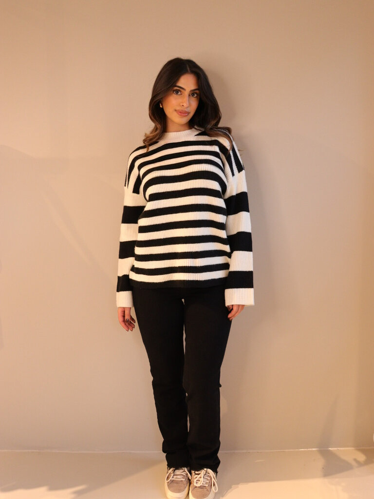 Deems "Lisa" Striped Knit Round Neck