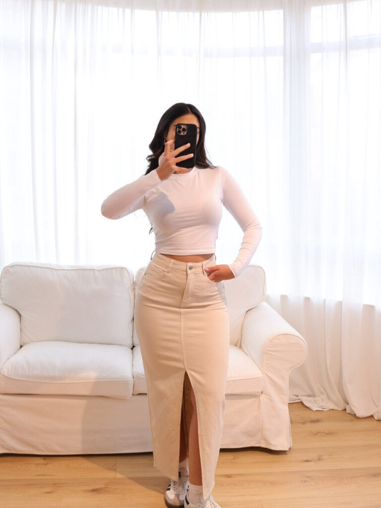 Deems "Tessa" Stretch Skirt Extra Long - Beige