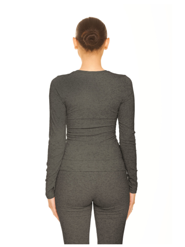 LA SISTERS- LONG SLEEVE LOUNGE TOP DARK GREY