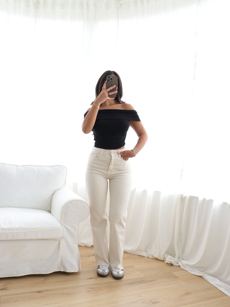 Deems "Lizzy" Highwaist Jeans Straight Leg  - Beige