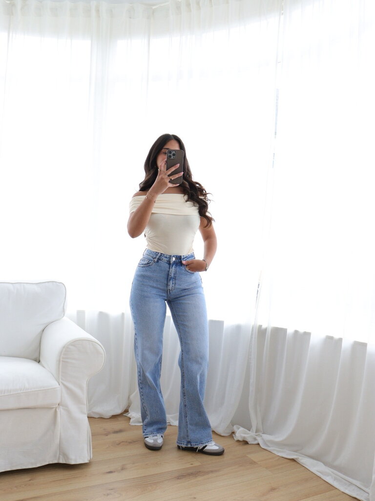 Deems "Lyla" Highwaist Jeans Wide Leg - Mid Blue