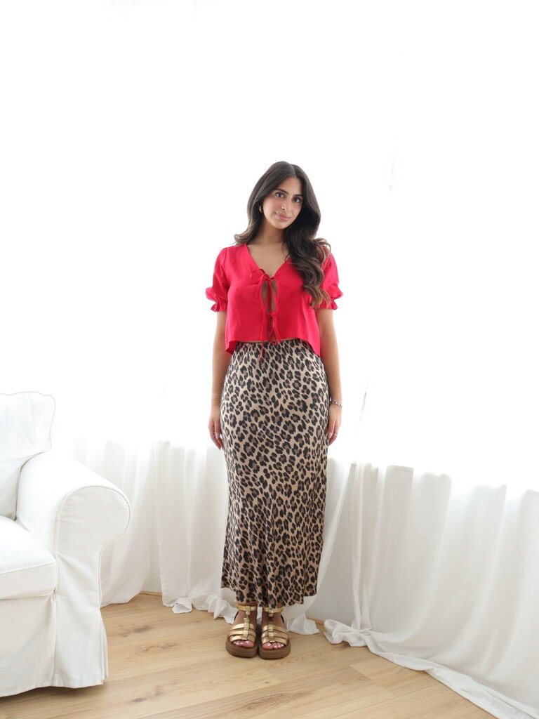 Deems "Ruby"Satin Skirt - Leopard