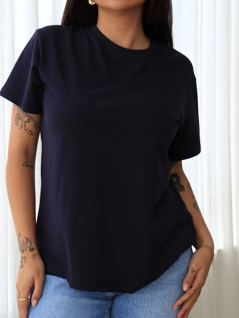 Deems "Myra" Basic Cotton T-shirt - Dark Blue