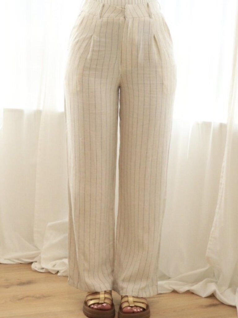 Deems "Yasmin" Striped Pantalon - Beige