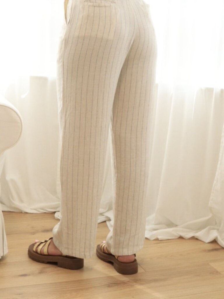 Deems "Yasmin" Striped Pantalon - Beige