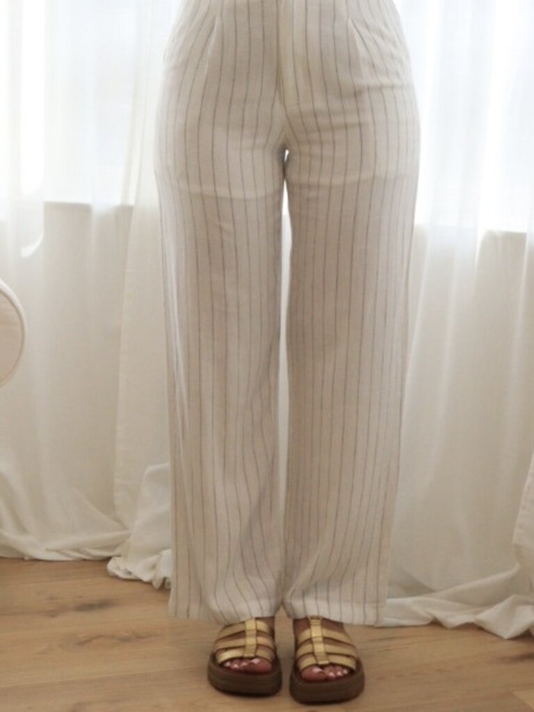 Deems "Yasmin" Striped Pantalon - White