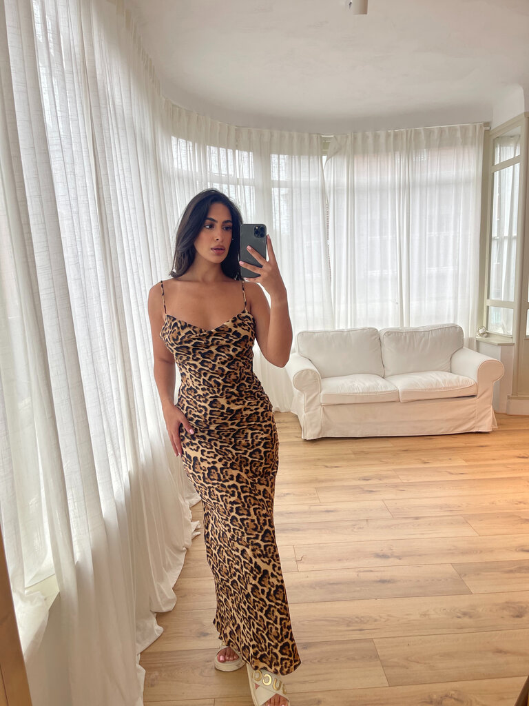 Deems "Lorna" Long Leopard  Dress