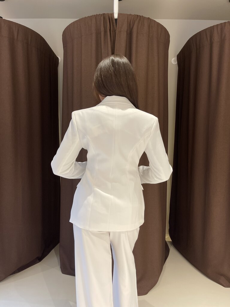 Deems "Meggie" Fitted blazer with gold buttons - ecru