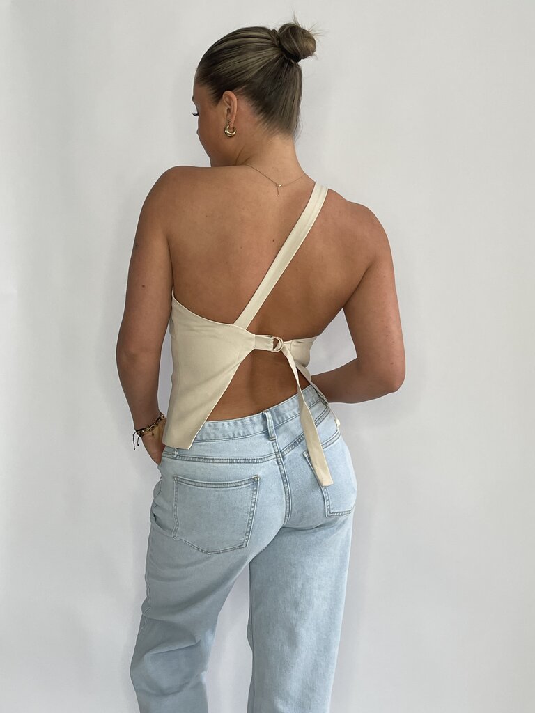 Deems "Lulu" Asymmetric buckle top - Beige