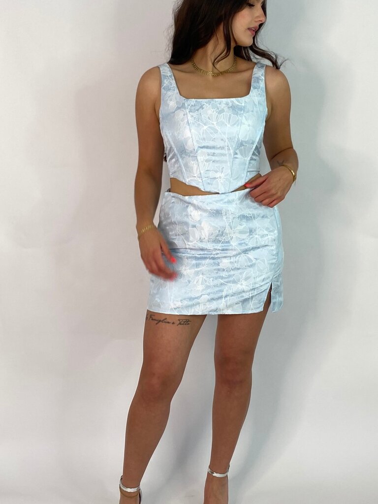Deems "Blair" Satin Bustier onderdeel van set - Blue