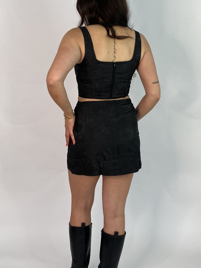 Deems "Blair" Satin mini skirt onderdeel van set - Black