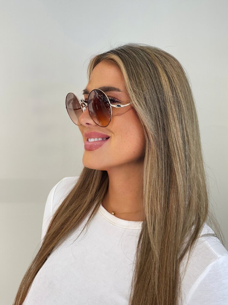 Deems Large round sunglasses with gold frame