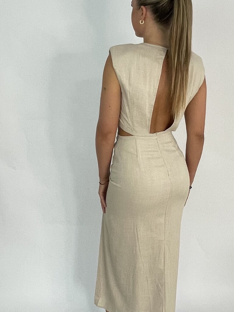 Deems  "Loran" linnen dress cut-out - beige