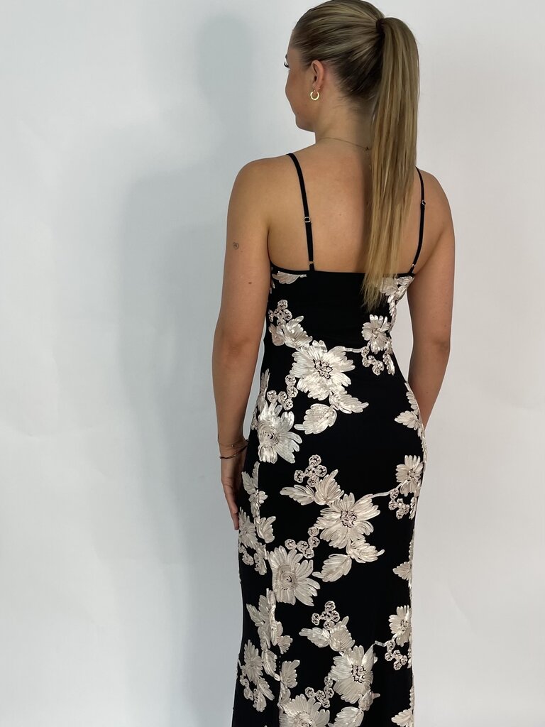 Deems  "Cassi" Printed long Dress - Black