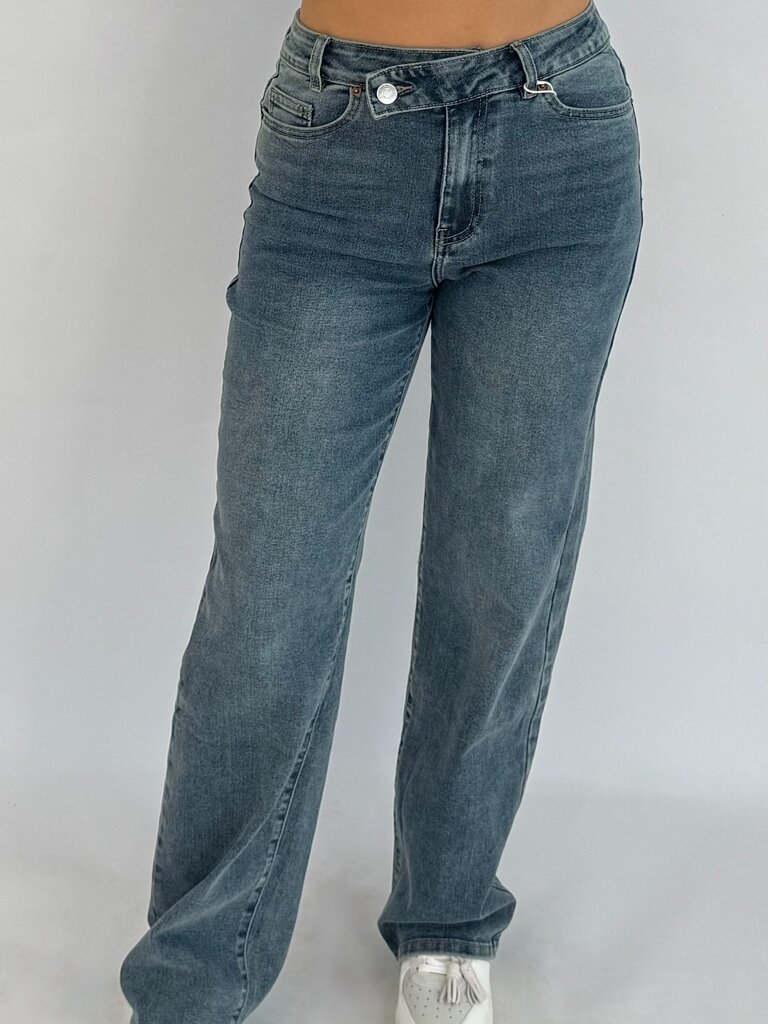 Deems 1 "Wendy" Schuine knoop highwaist jeans- blue