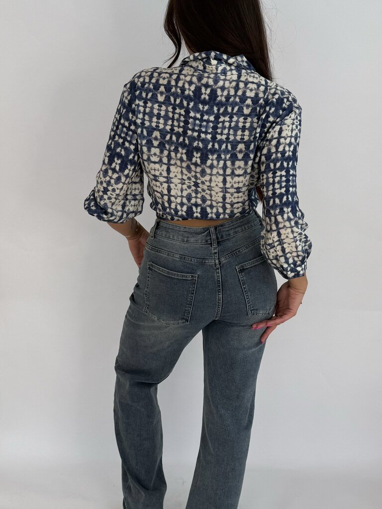 Deems 1 "Wendy" Schuine knoop highwaist jeans- blue