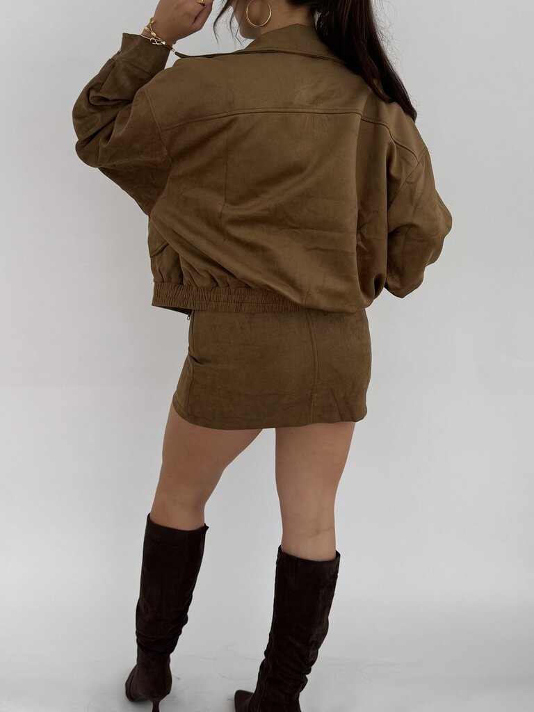 Deems "Mella" Suede skirt onderdeel van set - camel