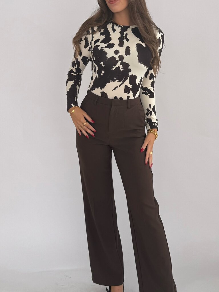 Deems "Julia" Cow print body - creme brown