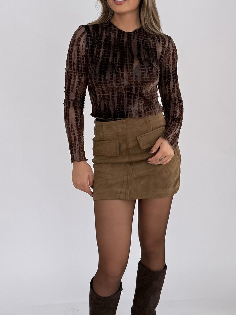 Deems  "Eli" Mesh top - Brown