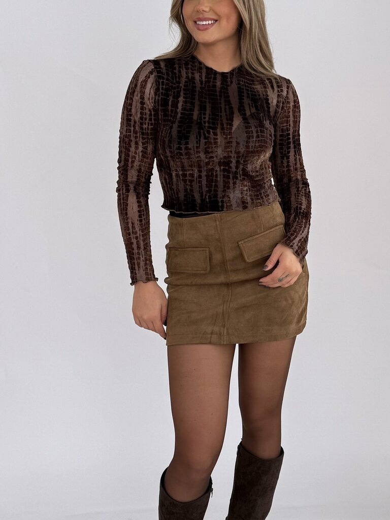 Deems  "Eli" Mesh top - Brown