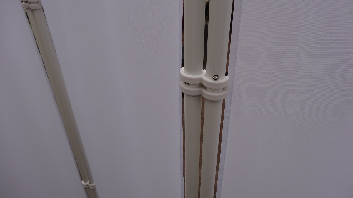 Kamerscherm - Paravent Staal Frame Wit Polyester Doek 2 meter hoog