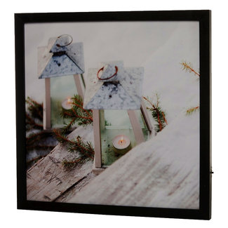 Anna's Collection LED Canvas Kerst Schilderij Lantaarns