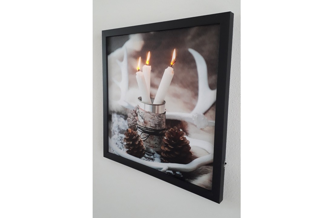 LED Canvas Schilderij Dinerkaarsen