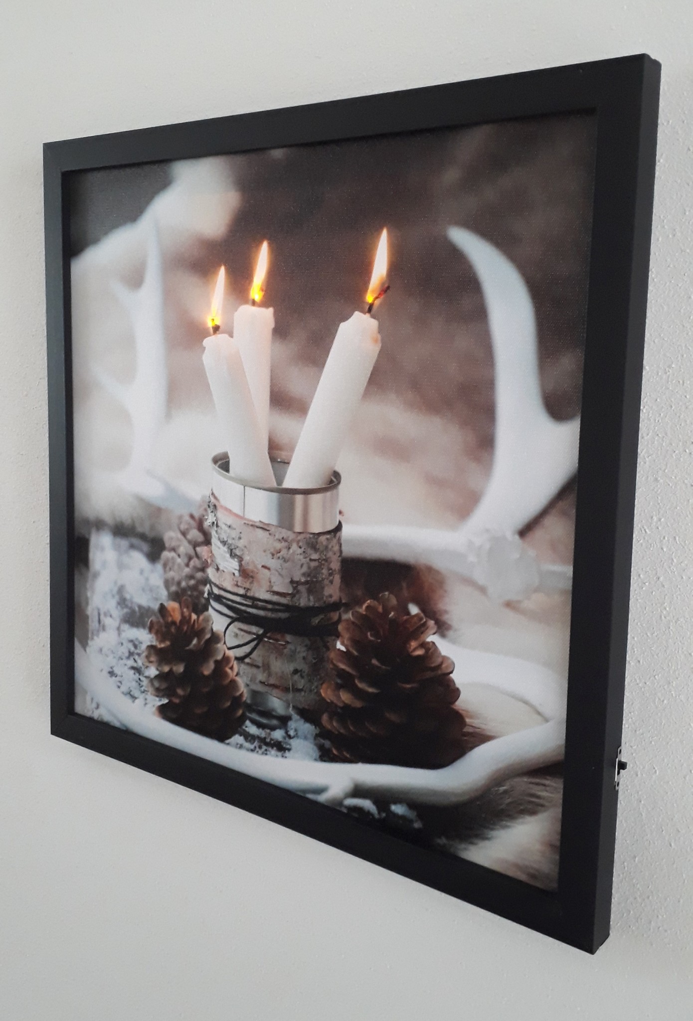LED Canvas Kerst Schilderij Dinerkaarsen