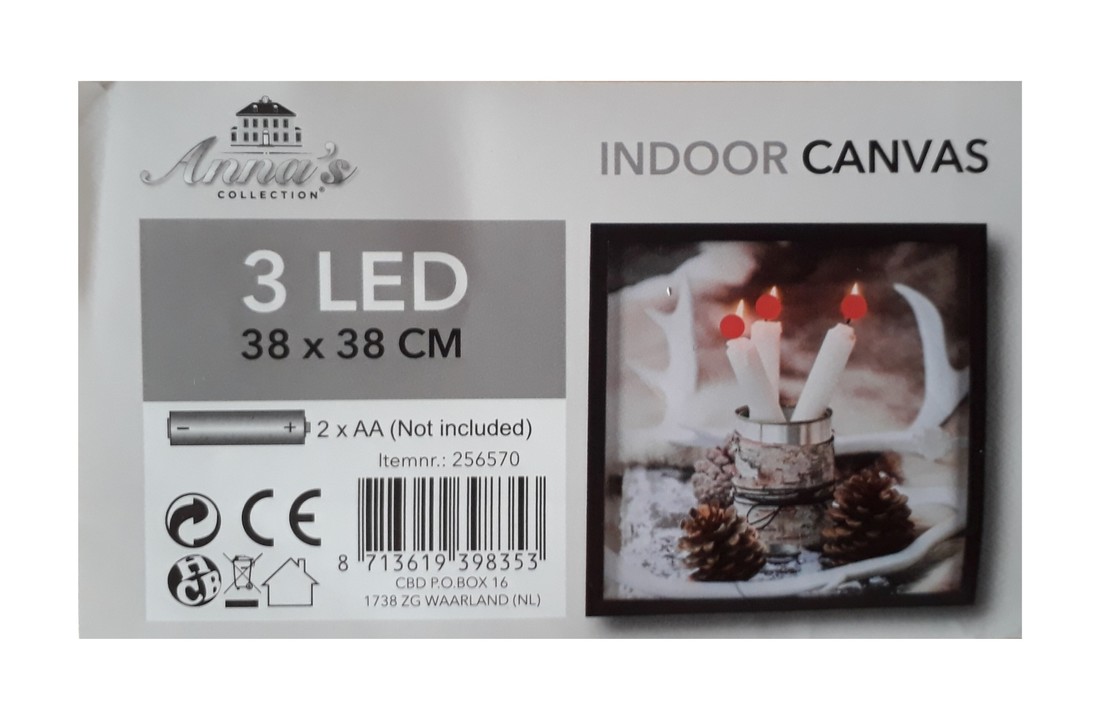 LED Canvas Schilderij Dinerkaarsen