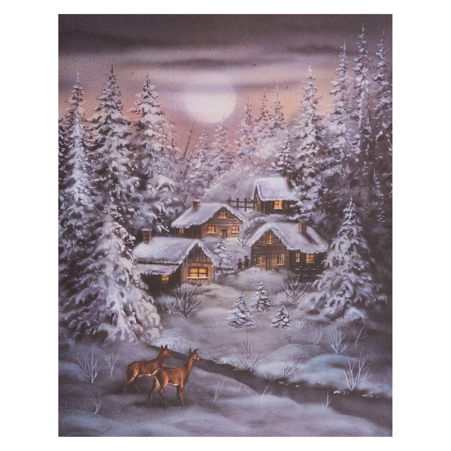Kerst Canvas LED winters Landschap Canvasscherm.nl