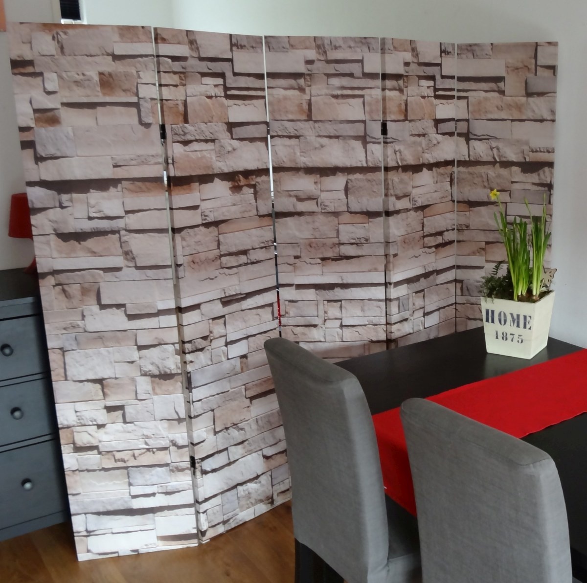 Kamerscherm Vouwscherm Stenen Muur 5 panelen