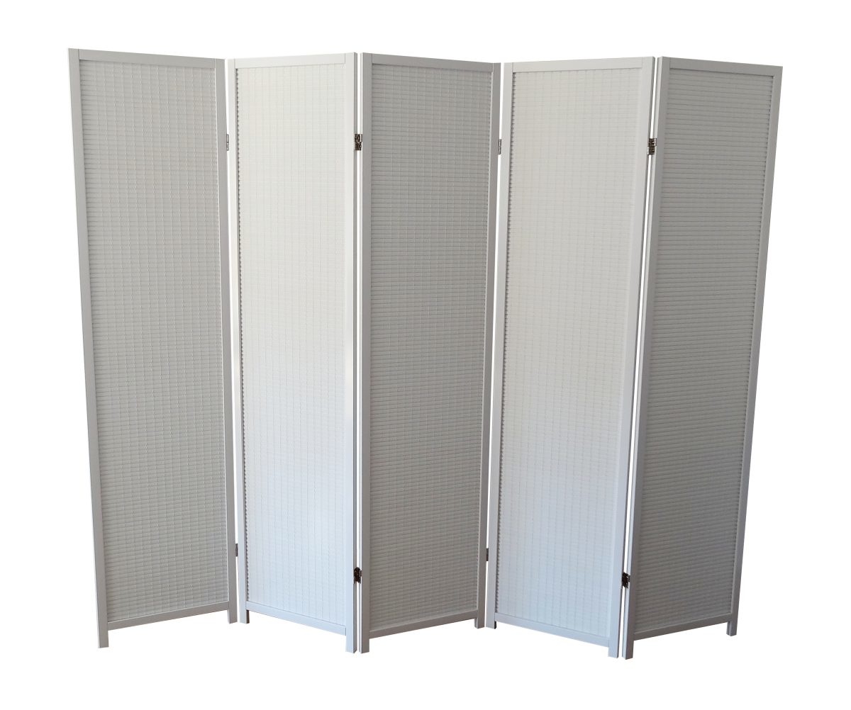Wit Kamerscherm Hout 5 Panelen