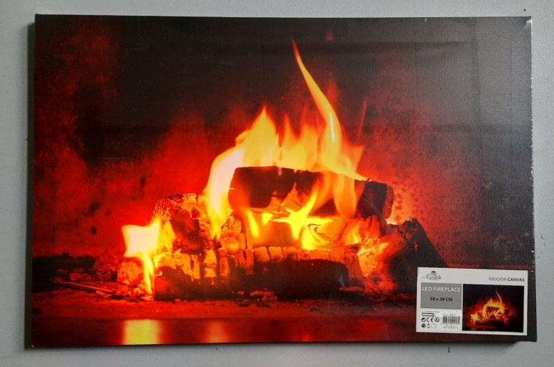 Canvas LED Schilderij Haardvuur