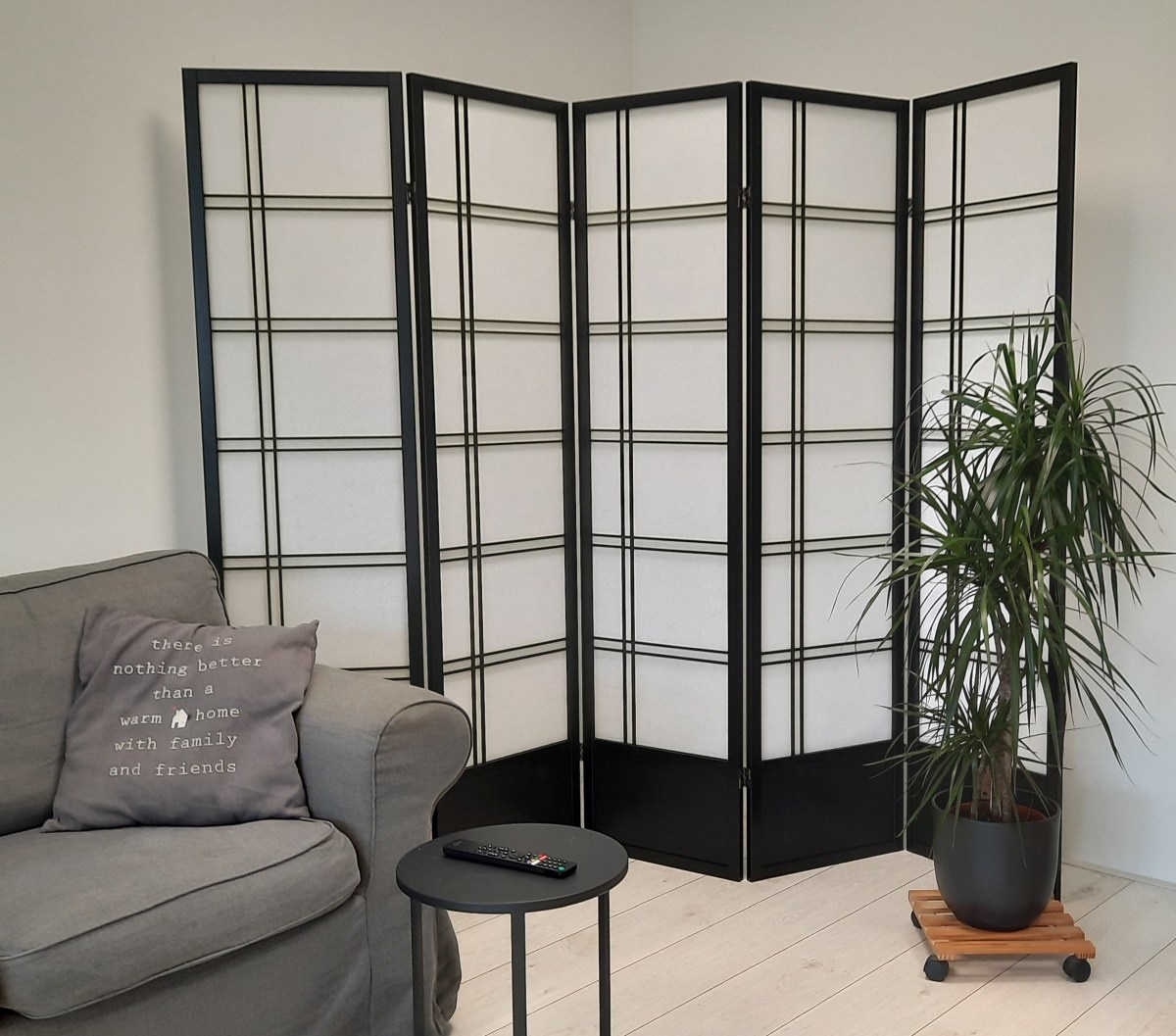 Japans Kamerscherm Zwart - Shoji - 5 Panelen