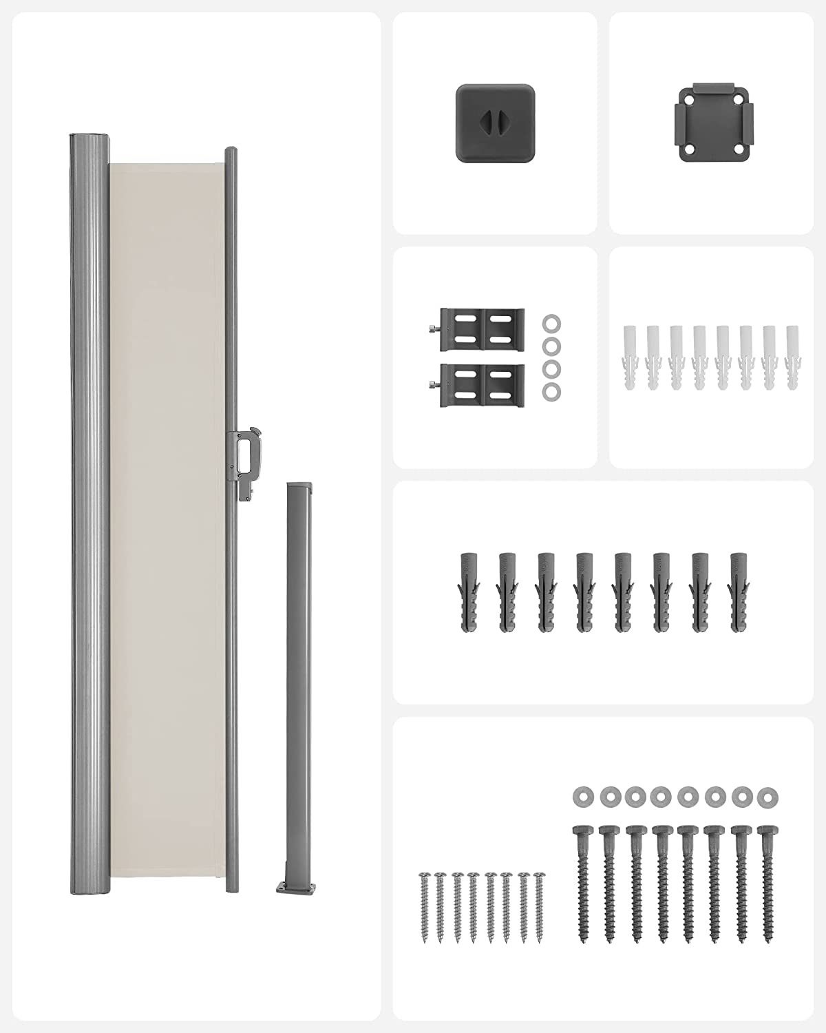 Uittrekbaar Windscherm Aluminium 180 x 350 Beige