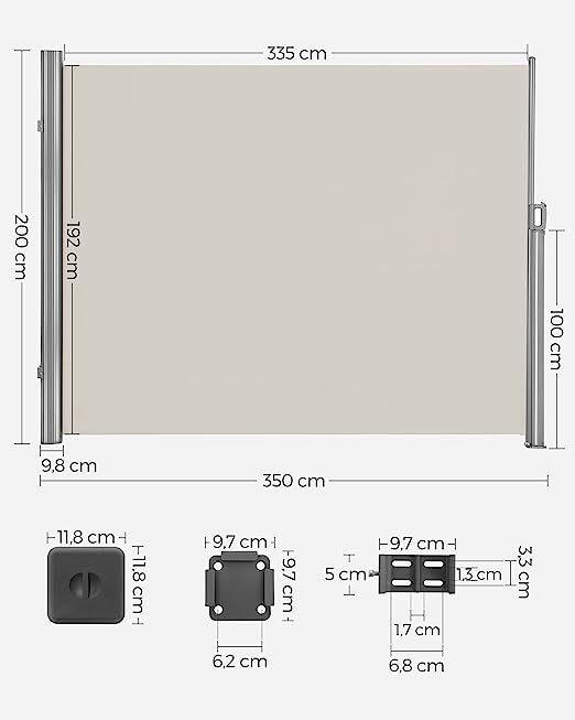 Uittrekbaar Windscherm Aluminium 200 x 350 Beige